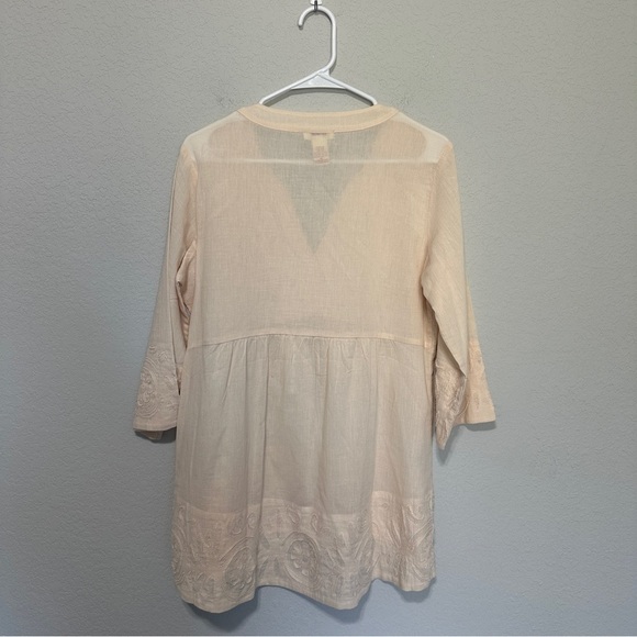 Sundance 3/4 Sleeve Cotton High Low Boho Tunic Blouse Peach Womens Size Medium - Picture 2 of 6